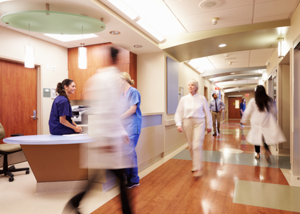 Busy hospital corridor