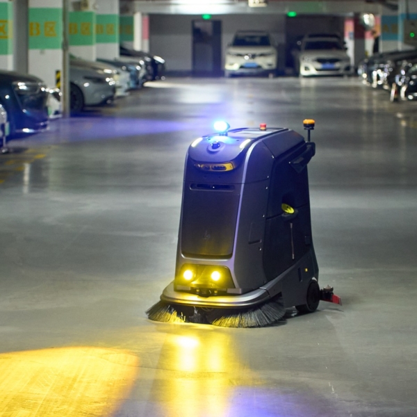 Robotic Scrubber Dryer in car park